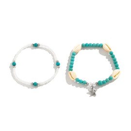 Accessories Beach Rhinestone Set personality gravel anklet tassel vintage rice bead shell foot decorated with colored bead anklet (style1)