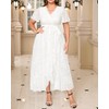 Women's Plus Size White Wedding Dress Simple Lace Semi Formal