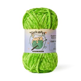 Fuzzy Chenille Yarn for Crocheting,Velvet Baby Blanket Yarn for Crocheting,Soft Plush Yarn for Hand Knitting,(100 g/131yds) Fluffy Amigurumi Crochet Yarn (Lime Green)