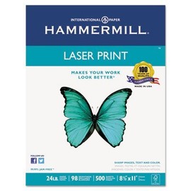Premium Laser Print Paper, 98 Bright, 24 lb Bond Weight, 8.5 x 11, White, 500/Ream