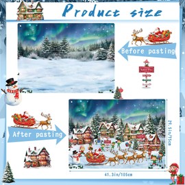 MiniInflat Christmas Felt Story Board 3.4FT North Pole Village Felt DIY Christmas Felt with 31 Pcs Detachable Ornaments Wall Decor Santa Claus Elk Ginger's Cottage Religious Crafts for Home Door Decor