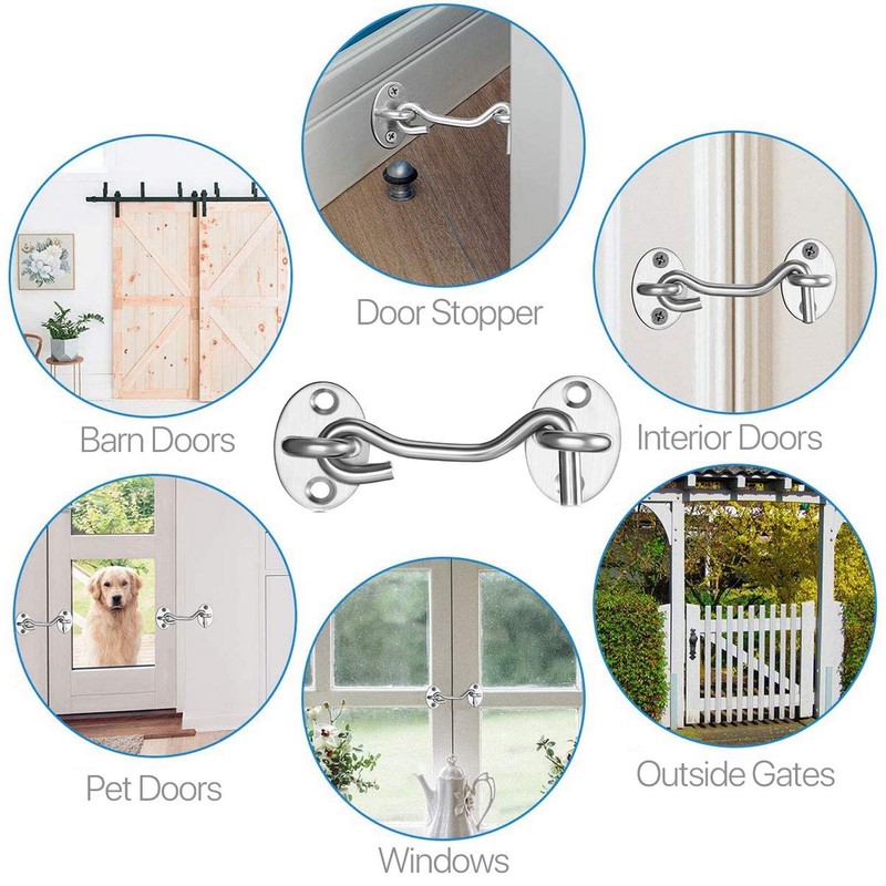 Hook and Eye Latch, 3 Pack Barn Door Latch, Heavy