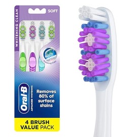 Oral-B Cepillos de dientes manuales luminosos vívidos, suaves, 4 unidades