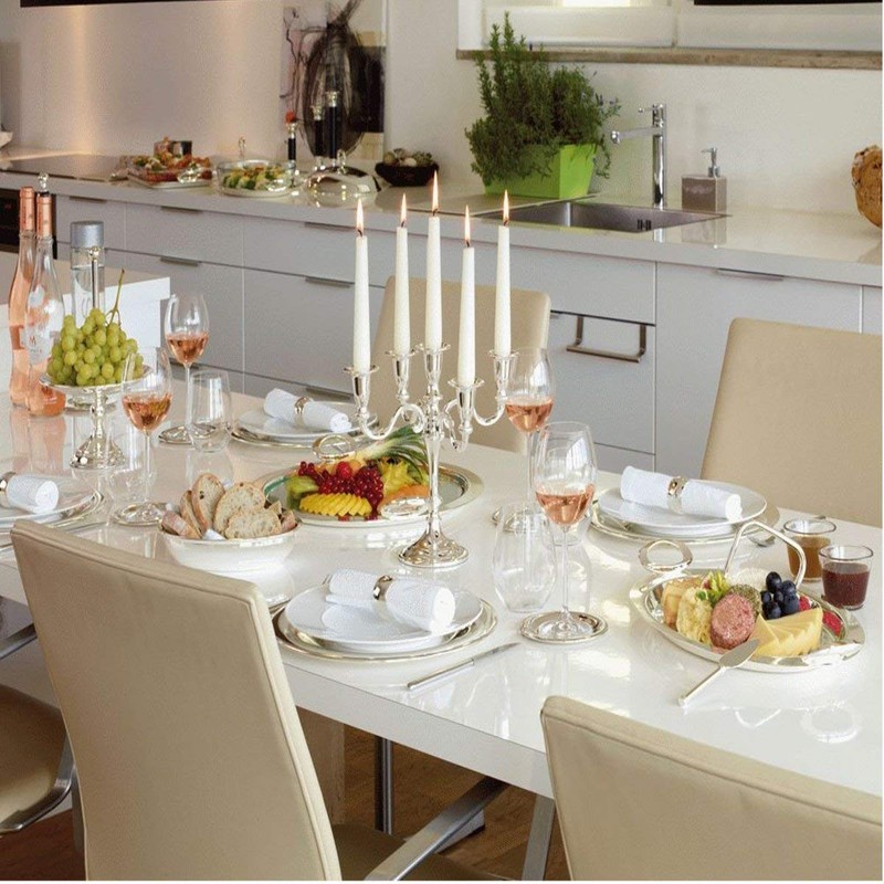 SILBERKANNE Placemat 33 cm Thread Pattern Premium Silver Plated Elegant