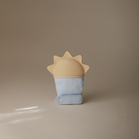 mushie Silicone Teething Mitten for Babies 3 Months+ (Sun) | Textured Silicone & Sensory Fabric with Adjustable Strap