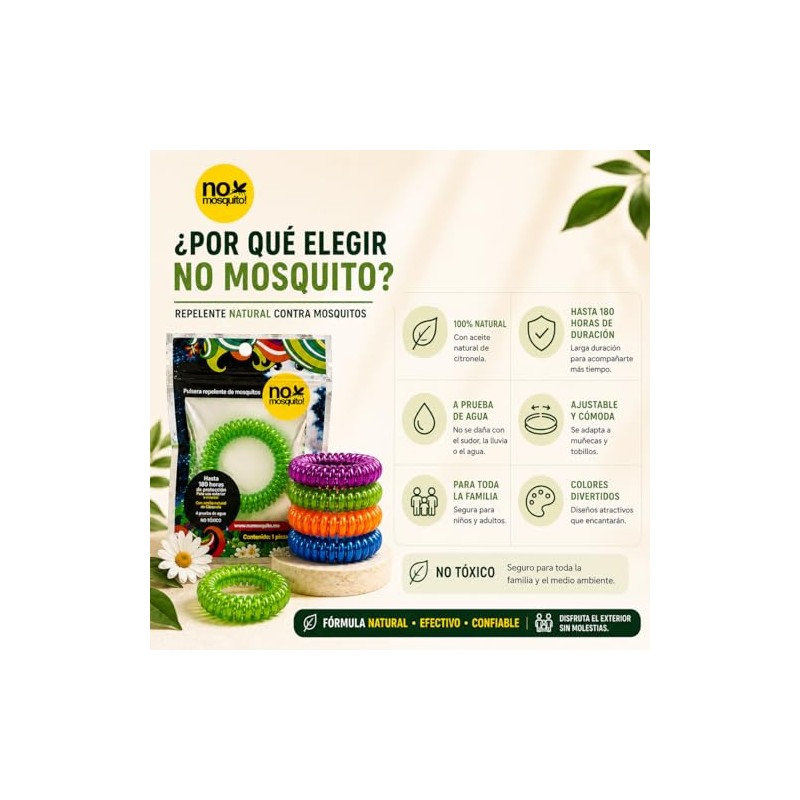 No Mosquito Pack Pulsera repelente de mosquitos Multicolor 10 piezas