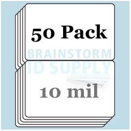 Brainstorm ID 10 mil Butterfly Pouch Laminates (50 Pack) - Credit Card Size (2.125 x 3.375 Inches), Gloss Finish, For Use with Teslin Paper
