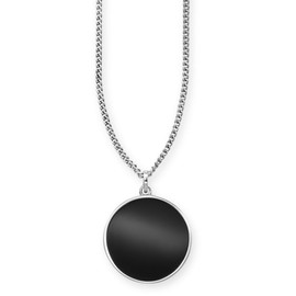 cai 132250561-55 Men's Pendant with Chain 925 Sterling Silver 55 cm Shiny Onyx Silver Grey, Sterling Silver, Onyx