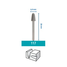 Dremel 117 High-Speed Milling Cutter Accessory Set for Multifunctional Tool with 2 Cutters Diameter 6.4 mm for Cutting, Engraving and Milling in Plastic, Wood, Plexiglas, Rubber, Leather and Much