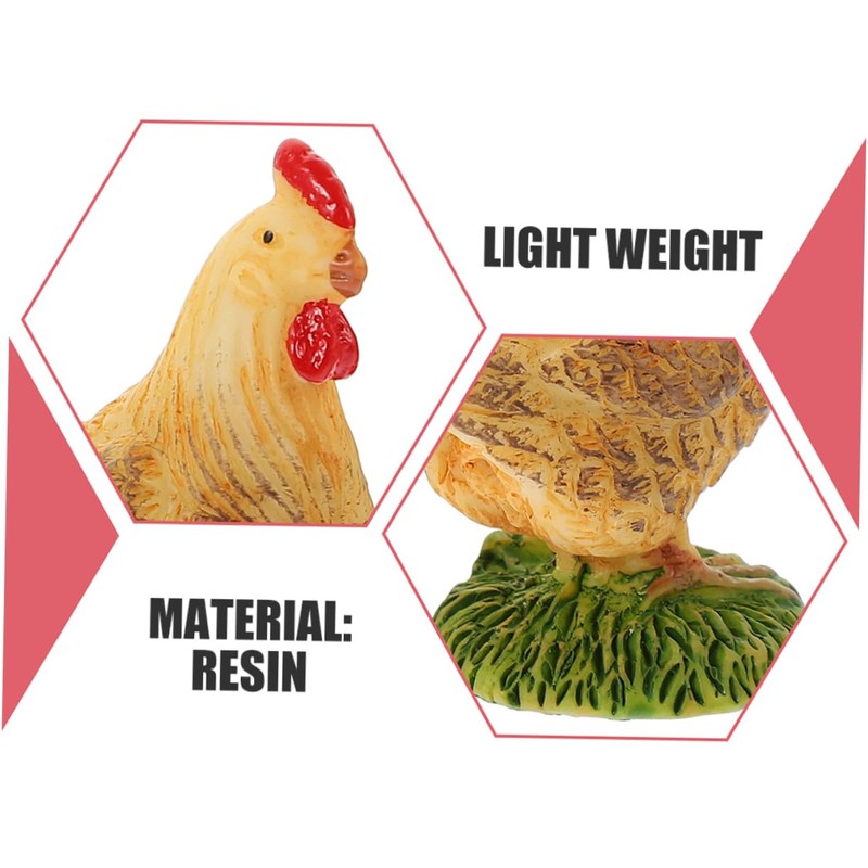 Outanaya 6Pcs Mini Chick Figurines Lifelike Rooster Hen Models for