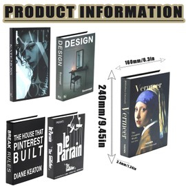 YUJUVI Decorative Books for Home Decor Pack of 5 Fake Books Decorative Books Decorative Books Foldable Cardboard Box Only Fake Books Display for Home Coffee Table Shelves Decorative Books for Office