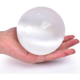 vingardium leviosa VL Selenite Crystal Stone Sphere Ball Polished Natural Healing Chakra White Stone for Meditation, Home & Living, Room Decor and Spiritual Crystal Sphere Gift Set (3-4 cm)