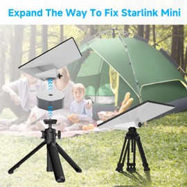 LUXENECK Starlink Mini Tripod Adapter, Aluminum Alloy Mount with 1/4"-20 & 3/8"-16 Threads Compatible with Most Tripods, Fixing Clamps & Brackets Use with Pipe Adapter