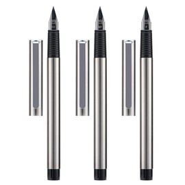 Jinhao 65 Fountain Pens, 3 Pieces Set, Iridium Ultra Fine & Extra Fine & Fine Nib Smooth Writing Pen with Converter (Silver)