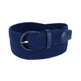 CTM Mens Elastic Braided Belt with Covered Buckle (Big & Tall Available), X-Large, Navy