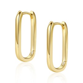14K Gold Plated Sterling Silver Earrings Small Hoop Earrings for Women Rectangle Hypoallergenic Earrings Small Gold Hoop Earrings Square Hoops Earring for Women Trendy