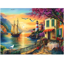 500 Piece Puzzles for Adults,Coastal Landscape Puzzle for Kids Teen Adults,Recycled Paper Unique Fun Cool Jigsaw Puzzle 500 Pieces,Challenging Family Game Gift for Friends Men Women Seniors, 20.5*15In