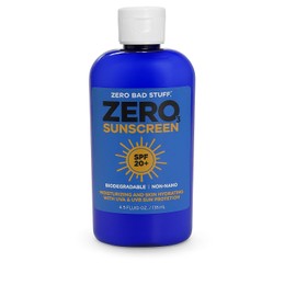 ZERO SPF 20 Natural Sunscreen, UVA/UVB Sunblock for Sport and Everyday Use, Coral Reef Friendly Sun Lotion, Made with 100% Natural Ingredients - Coconut Oil, Shea Butter, Zinc Oxide, Beeswax, 4.5oz