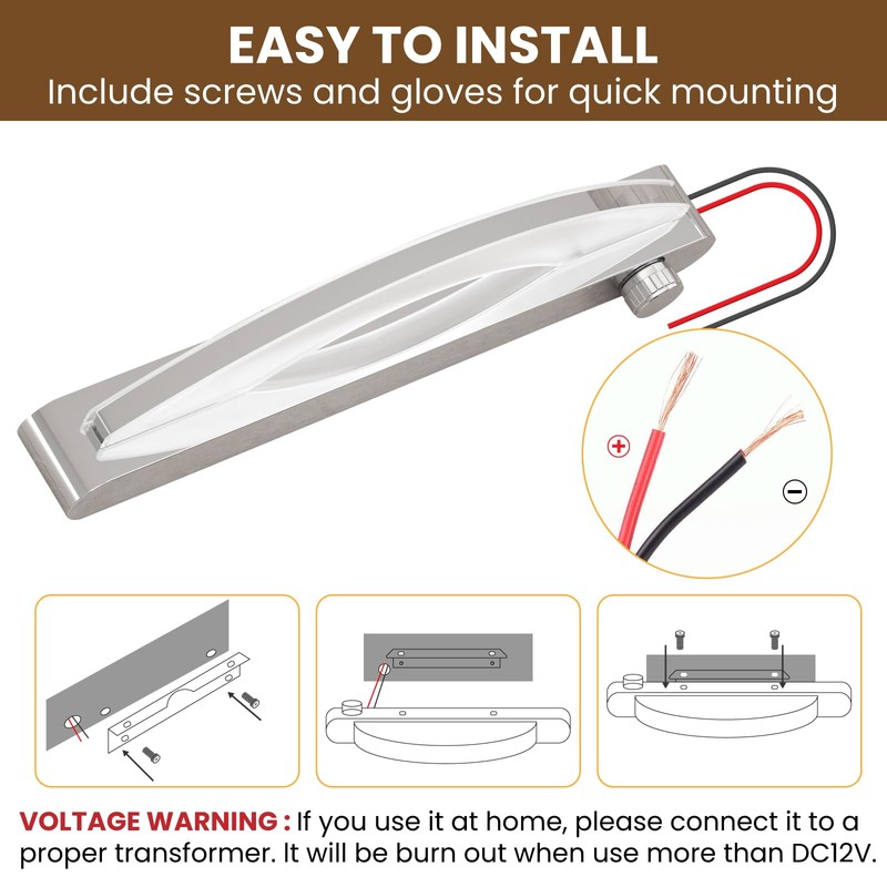 Bonlux 12V RV Vanity Light Fixture with Rotating Dimmable Switch,