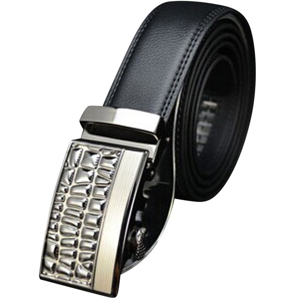 QHA Mens Automatic Buckle Leather Belt-Black-30-34"