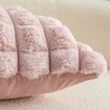Neelvin Pink Faux Fur Cozy Soft Plaid Decorative Throw Pillow