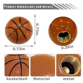 4PCS Car Tire Valve Stem Caps, Orange Basketball Copper Core with O Rubber Ring, Dustproof and Air Leakage Proof Car Tire Accessories Universal for Car, SUV, Bicycle, Truck (Basketball)