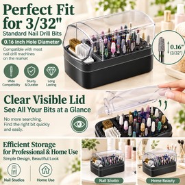 FANTEXY 2-in-1 Nail Drill Bit Holder And Cleaner Brush Case
