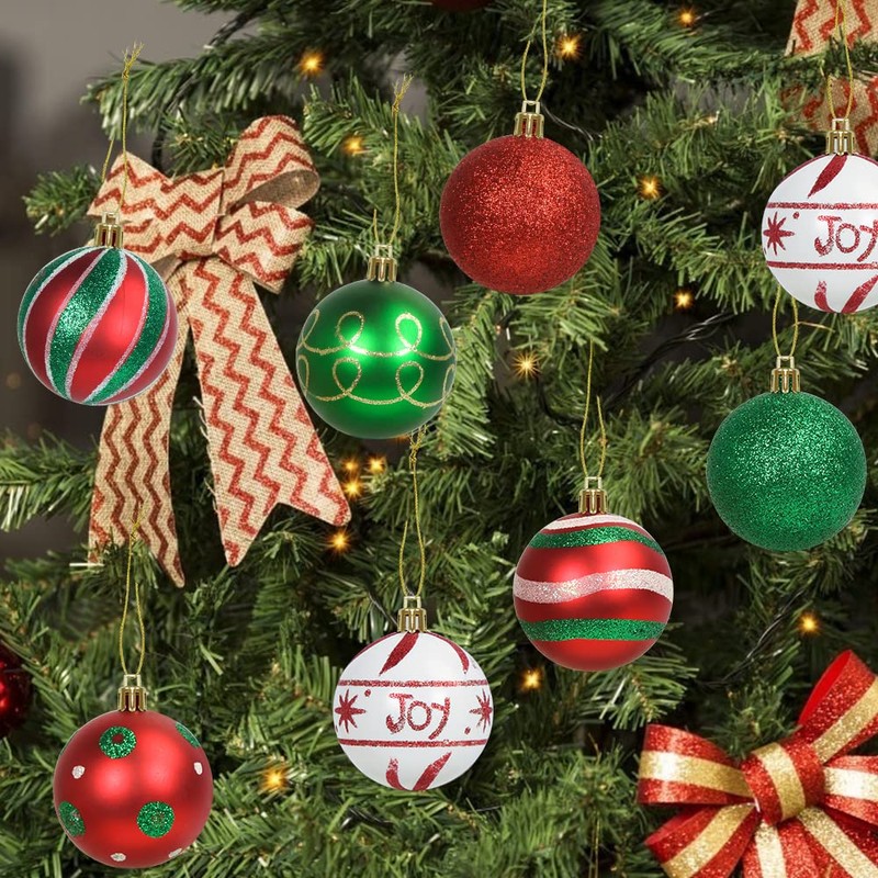 Meleager 6 cm Christmas Tree Baubles Red Green White 16