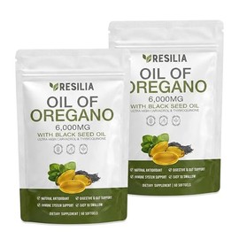 Resilia Oil Of Oregano Softgels with Black Seed Oil 6000mg – Premium Grade Oregano Oil Capsules for Immune & Digestive Support – Non-GMO, Gluten-Free 