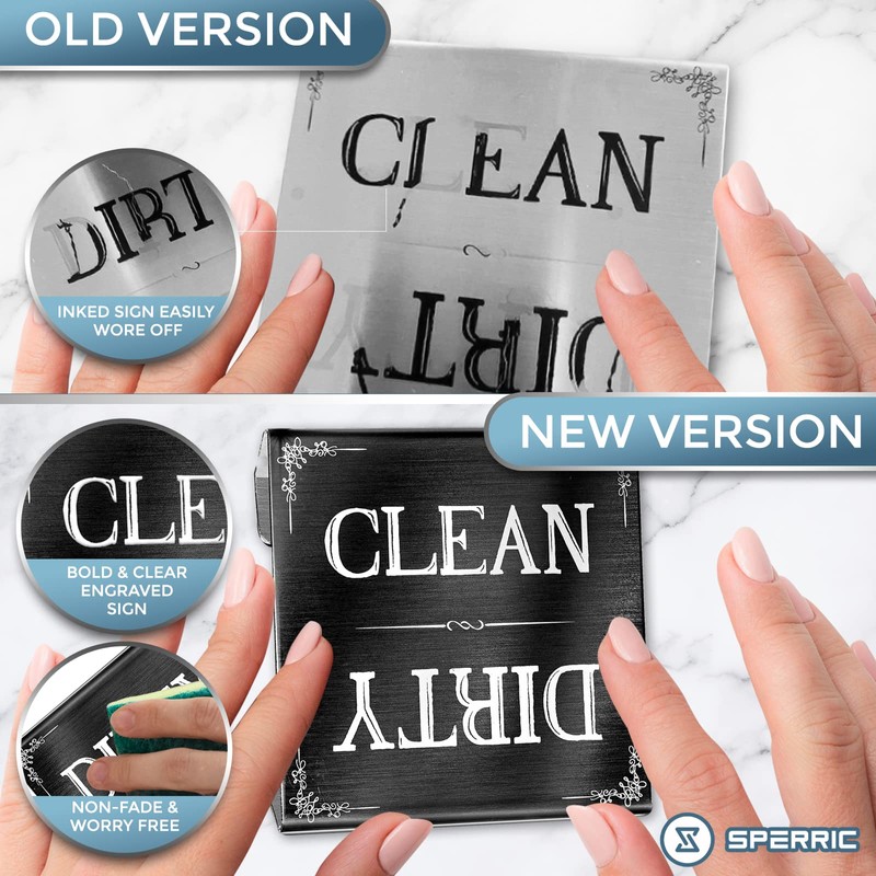 Dishwasher Sign Clean Dirty Signs Stainless Steel Interior Indicator -
