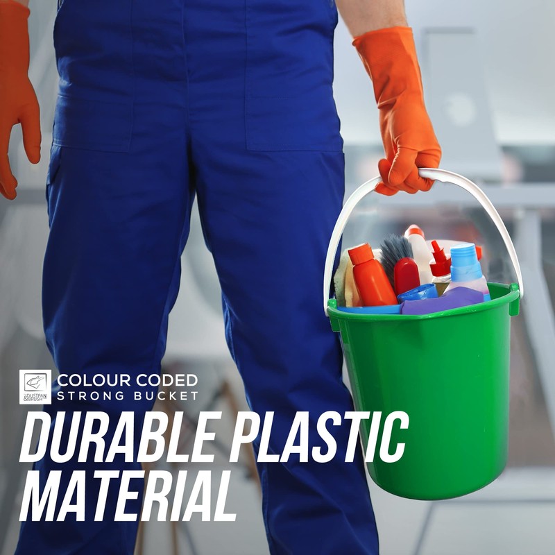 Colour Coded Plastic Bucket with Handle, 2 Gallon (10L) Household