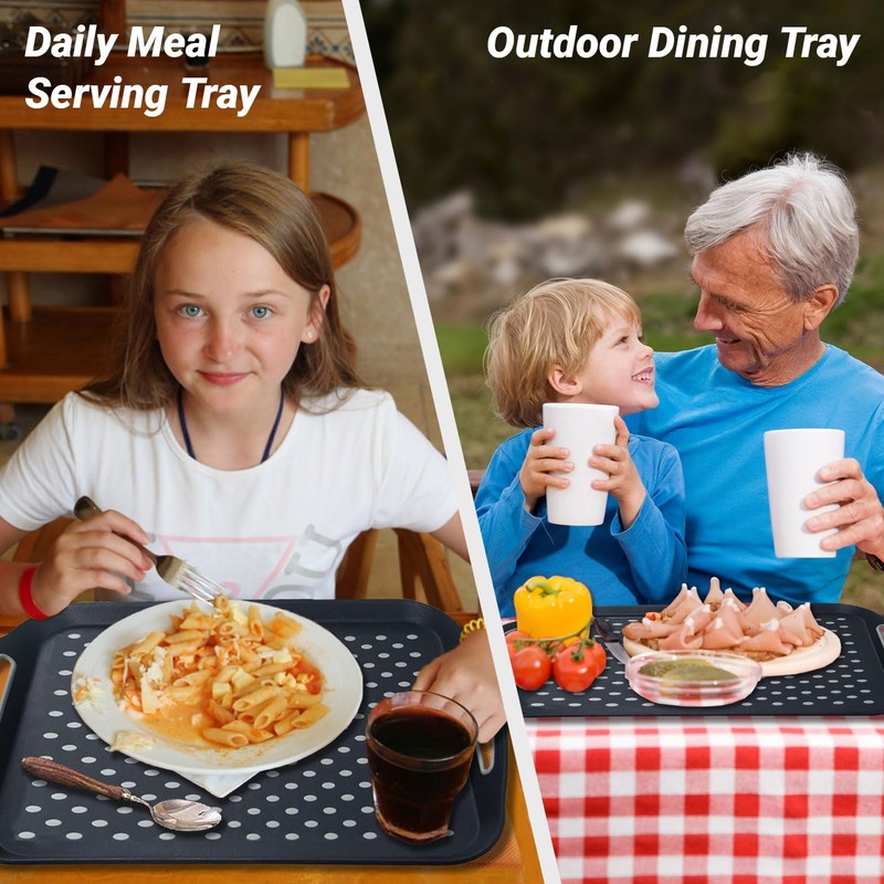 Hodvya 1PCS Large Non-Slip Serving Tray with Handles TV Lap