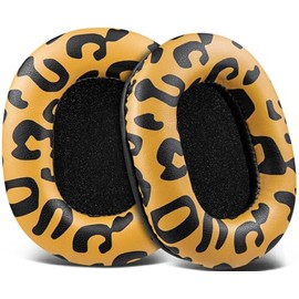 SOULWIT Earpads Replacement for Audio Technica ATH M50X M50XBT M50RD M40X M30X M20X MSR7 SX1 Monitor Headphones, Ear Pads Cushions with Softer Protein Leather, High-Density Foam - Tiger Stripe