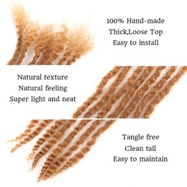 Orientdreads Human Textured Loc Extensions 0.4cm Loc Extension Human Hair,Natural Curly Hair,Full Handmade (8in 0.6cm 40 strands) 27)