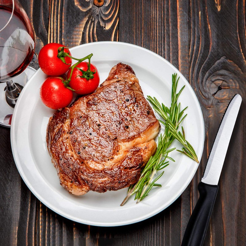 HOHSCHEID Steakmesser Set 6-teilig, Edelstahl Steakbesteck Set Fein Wellenschliff Steakmesser