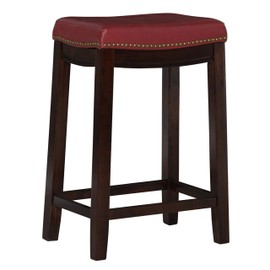 Linon Claridge Red Counter Stool, 26" x 18" x 12.75"