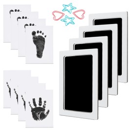 YQQZQ Baby Inkless Hand and Footprint Kit,Dog Paw Print,Dog Nose Print Kit,Safe and Non-Toxic Inkless Baby with 4 Ink Pad,8 Imprint Card and 4 Lovely Clips