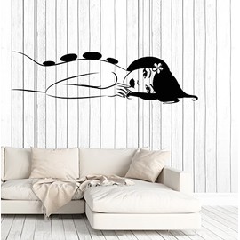 Vinyl Wall Decal Massage Woman Spa Salon Relaxing Decoration Stickers Large Decor (ig4874) Black