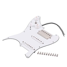 Ogdni Prewired Strat Electric Guitar Pickguard with SSH Pickup Set, 3-ply Humbucker Pick Guard Loaded High Output Alnico V Single Coil Pick-ups, Replacement Parts (White-SSH)