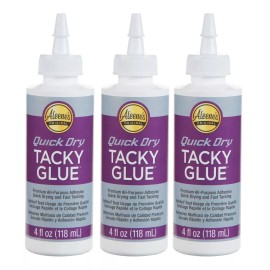 Aleene's Quick Dry Tacky Glue 4 FL OZ 3 Pack Fast Dries Clear Strong Adhesive