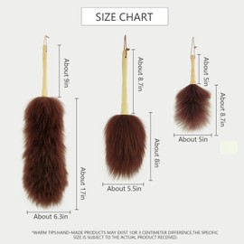 iHUFeather Lambs Wool Duster for Cleaning Window Blinds Computer Furniture TV Computer Screens Bookshelves Solid Wooden Handle Natural Feather Duster,26'', Brown