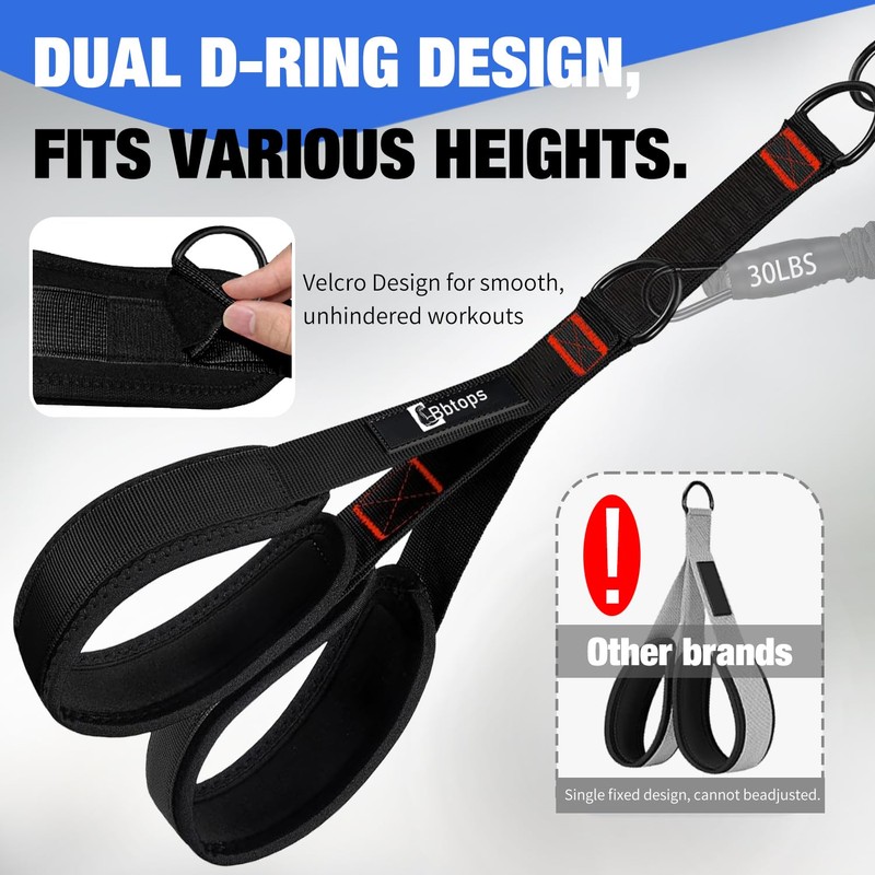 Bbtops Pedal Resistance Band with Handle for Women Men,Black
