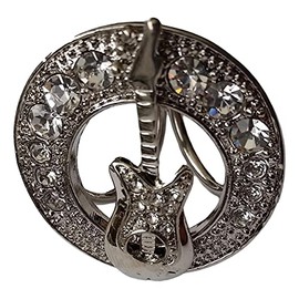 Lee Silver Plated Diamante Electric Guitar Scarf Ring