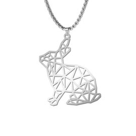 XIAFH Rabbit Necklace for Women Stainless Steel Hollowed Out Origami Cute Animal Pendant Collarbone Chain Jewellery Gift (Rabbit)