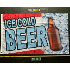 Unbranded Beer Flag FREE FIRST CLASS SHIP! Busch Bud Claw Ice Cold Beer Bottle Sign 3x5'