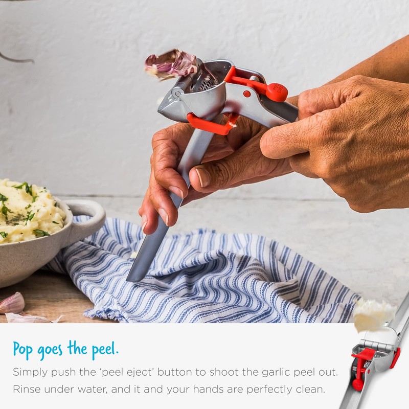 Dreamfarm Garject Self-Cleaning Garlic Press, Charcoal Black