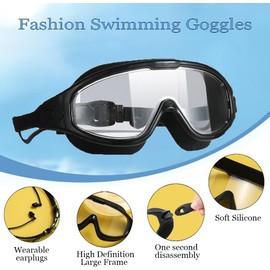 Pyuyan Pack of 2 Swimming Goggles with Wide Lenses, Adult Anti Fog Fog Swimming Goggles, Swimming Goggles Clear Vision, No Leaking, Anti-Fog Swimming Goggles for Men and Women