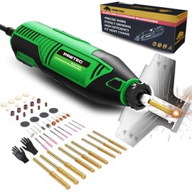 Electric Chainsaw Sharpener Kit – Multi-Purpose Chain Saw Sharpener Tool with Diamond Sharpening Wheels, Angle Attachment and Wrench for All Chainsaw Chains (54-Piece Accessories)