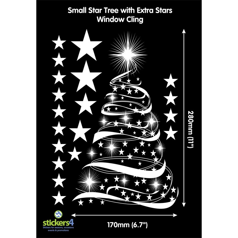 Star Tree with Stars Window Cling Stickers - Seasonal Christmas