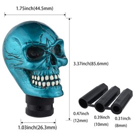 Padaodao Skull Gear Knob Lever Stick Shifter Handle Devil Shift Grip Head Automotive Accessories fit Most Manual Automatic Truck SUV Cars, Metallic Blue